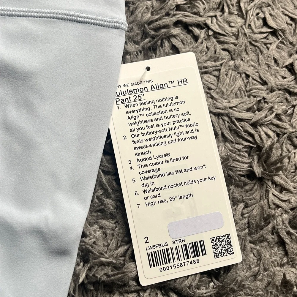Lululemon align HR pant 25” size 2. Light blue. Starch Blue. New with tag. - Picture 4 of 4
